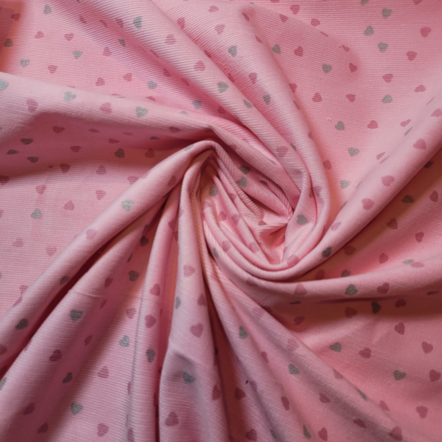 Pink Hearts 100% Cotton Cord Woven Velvet Corduroy Fabric Upholstery Dress Material 58"