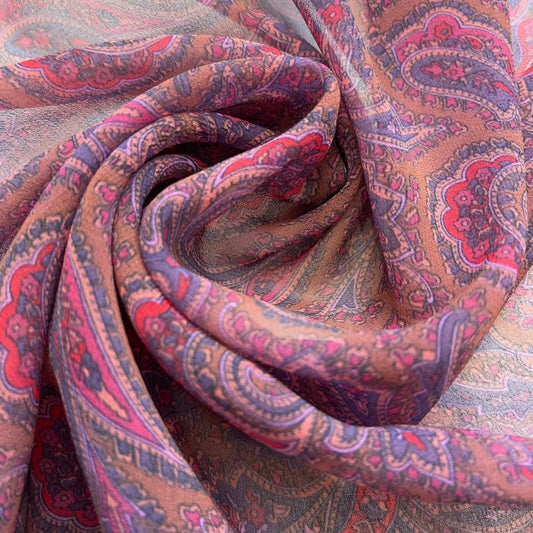 Rosa Paisley-Blumen-Chiffon, durchsichtiges Material, für Kleider, Bastel- und Dekorationsstoffe, 111,8 cm, Meterware