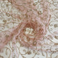 Pink Elegant Embroidered Net Fabric with Metallic Thread Work 44" By The Meter