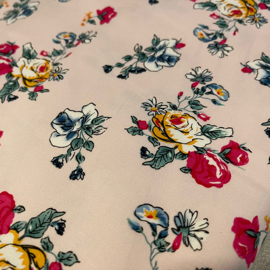 Pink Rose Floral 100% Cotton Sateen Fabric Craft Dress Costume Quilting Material 58" By The Meter