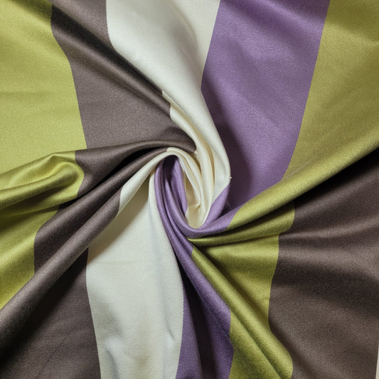 Purple Olive Brown Stripe Satin Polyester Medium Weight Material Curtain & Upholstery Fabrics – 58" Wide" Sold by Meter
