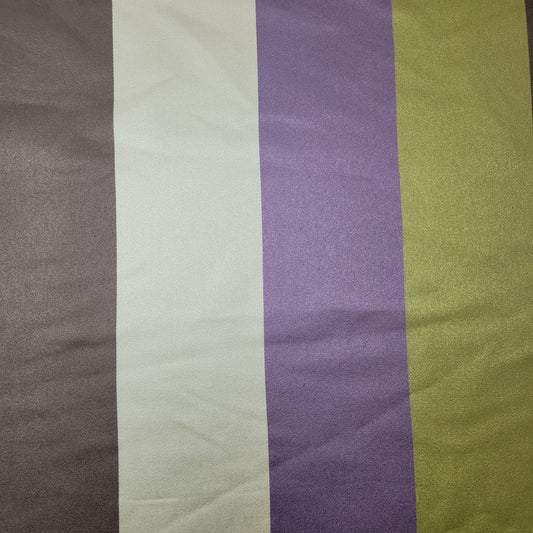 Purple Olive Brown Stripe Satin Polyester Medium Weight Material Curtain & Upholstery Fabrics – 58" Wide" Sold by Meter