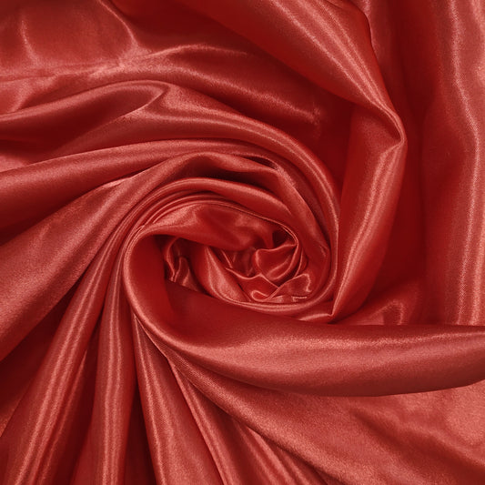 Red Plain Silky Satin Fabric Dress Craft Wedding Costume Lining Material 58" -By The Meter