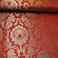 Red Banarasi Brocade Fabric with Gold Zari Floral Design | Premium Indian Jacquard Material By Meter 44"