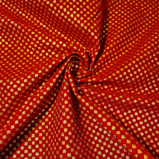 Red Gold Glitter Foil Lame Material Emboss Velvet Flock Check Plaid Décor Craft Dress Fabric 44" By Meter