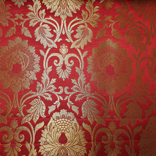 Ornamentaler Paisley Gold Metallic Druck Indischer Banarasi Brokat Stoff Meterware