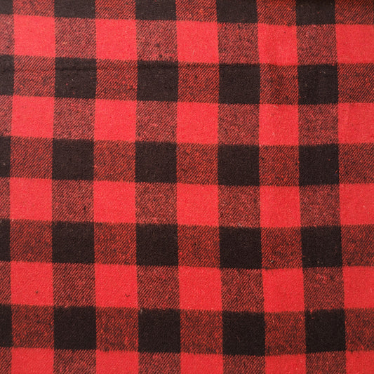 Elegant 100% Brushed Cotton Flannel: Tartan Winceyette Craft Dress Material - 58” Wide (Red Black Buffalo)