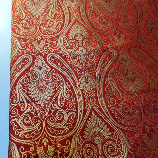 Ornamentaler Paisley Gold Metallic Druck Indischer Banarasi Brokat Stoff Meterware
