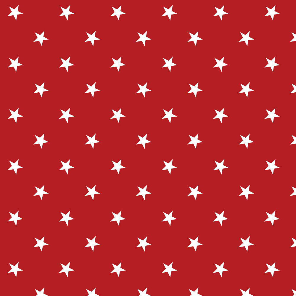 Red Stars Dot PVC Vinyl Tablecloth Fabric – 58" Wide, Waterproof, Easy-Clean Party / Event Material By The Meter