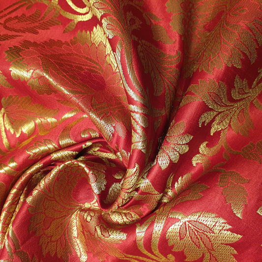 Ornamentaler Paisley Gold Metallic Druck Indischer Banarasi Brokat Stoff Meterware