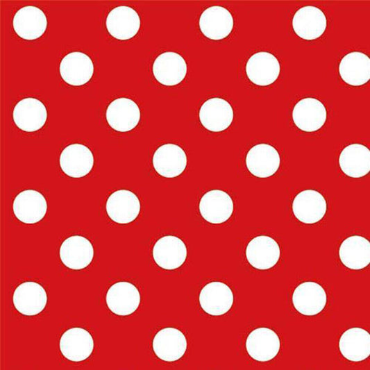 Red Polka Polka Dot PVC Vinyl Tablecloth Fabric – 58" Wide, Waterproof, Easy-Clean Party / Event Material By The Meter