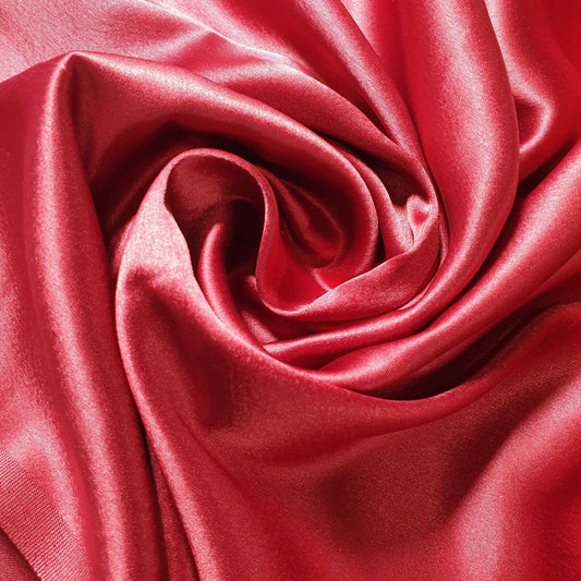 Red Glossy Charmeuse Silky Material Bridal Dress Craft Wedding Event Decor Polyester Fabric 44" Wide ( 23 Meter Roll )