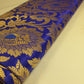 Royal Blue Banarasi Brocade Fabric with Gold Zari Floral Design | Premium Indian Jacquard Material By Meter 44"