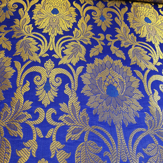 Ornamentaler Paisley Gold Metallic Druck Indischer Banarasi Brokat Stoff Meterware