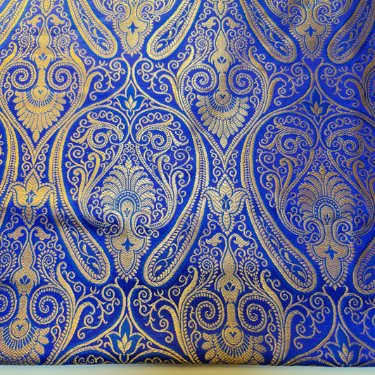 Ornamentaler Paisley Gold Metallic Druck Indischer Banarasi Brokat Stoff Meterware
