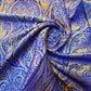 Royal Blue Double Paisley Gold Metallic Banarasi Brocade Fabric | Dress, Craft & Décor Material | 44" Wide By the Meter