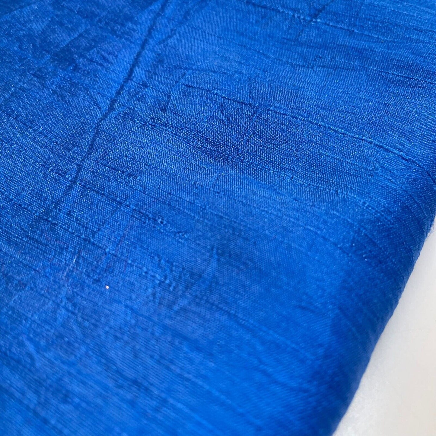 Royal Blue Plain Raw Silk Faux Dupion 100% Polyester Upholstery Fabric Bridal Material 44" By Meter