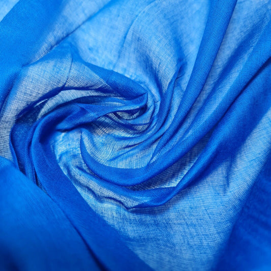Royal Blue 100% Cotton Muslin Fabric Sheer Gauze Plain Weave 44” Wide Dress Lining, Crafts Costume Material By The Meter