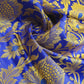Royal Blue Banarasi Brocade Fabric with Gold Zari Floral Design | Premium Indian Jacquard Material By Meter 44"