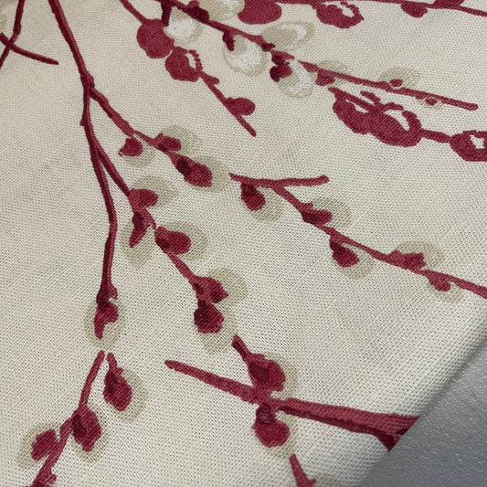 Berry Trail Ivory / Red Laura Ashley Canvas Fabric Dressmaking Craft Material 150cm Wide By The Meter