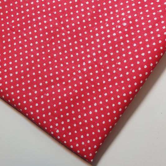 Red Pea Pin Spot Polka 100% Cotton Lawn Fabric Craft Quilting Patchwork Material Meter 44"