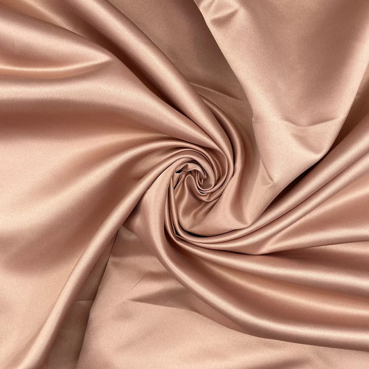 Roségold matter Duchesse-Satinstoff für Brautkleider, Abschlussball, Bastelmaterial, Krepprücken, Meterware, 147,3 cm