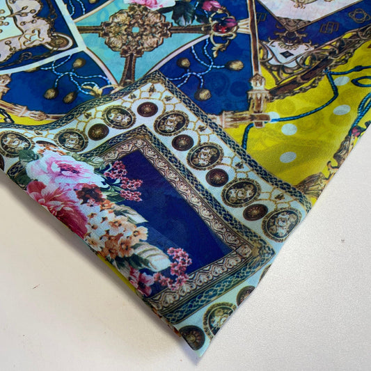 Royal Multi Floral Crepe Chiffon Material Weicher transparenter Kleid Drape Craft Stoff 44" Meterware