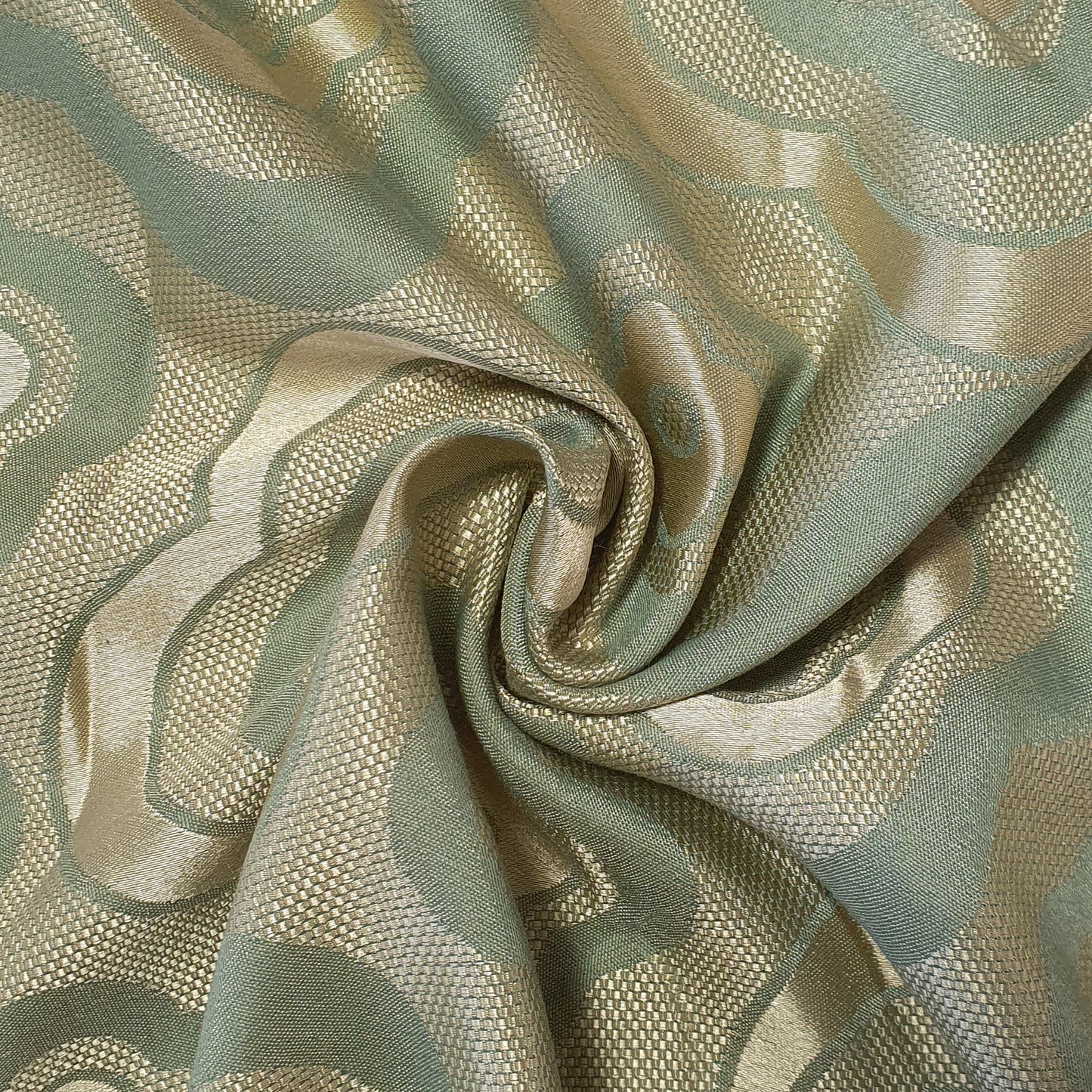 Luxurious Satin Jacquard Floral Upholstery Fabric – 58" for Curtains and Dressmaking (Sage Floral)