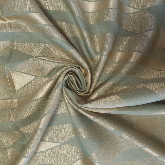 Luxuriöser Satin-Jacquard-Polsterstoff mit Blumenmuster – 58" für Vorhänge und Schneiderei (Salbeigrün, geometrisch)