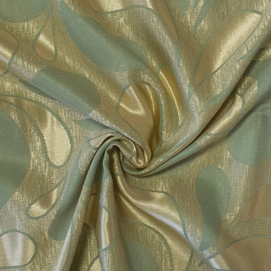 Luxurious Satin Jacquard Floral Upholstery Fabric – 58" for Curtains and Dressmaking (Sage Paisley)