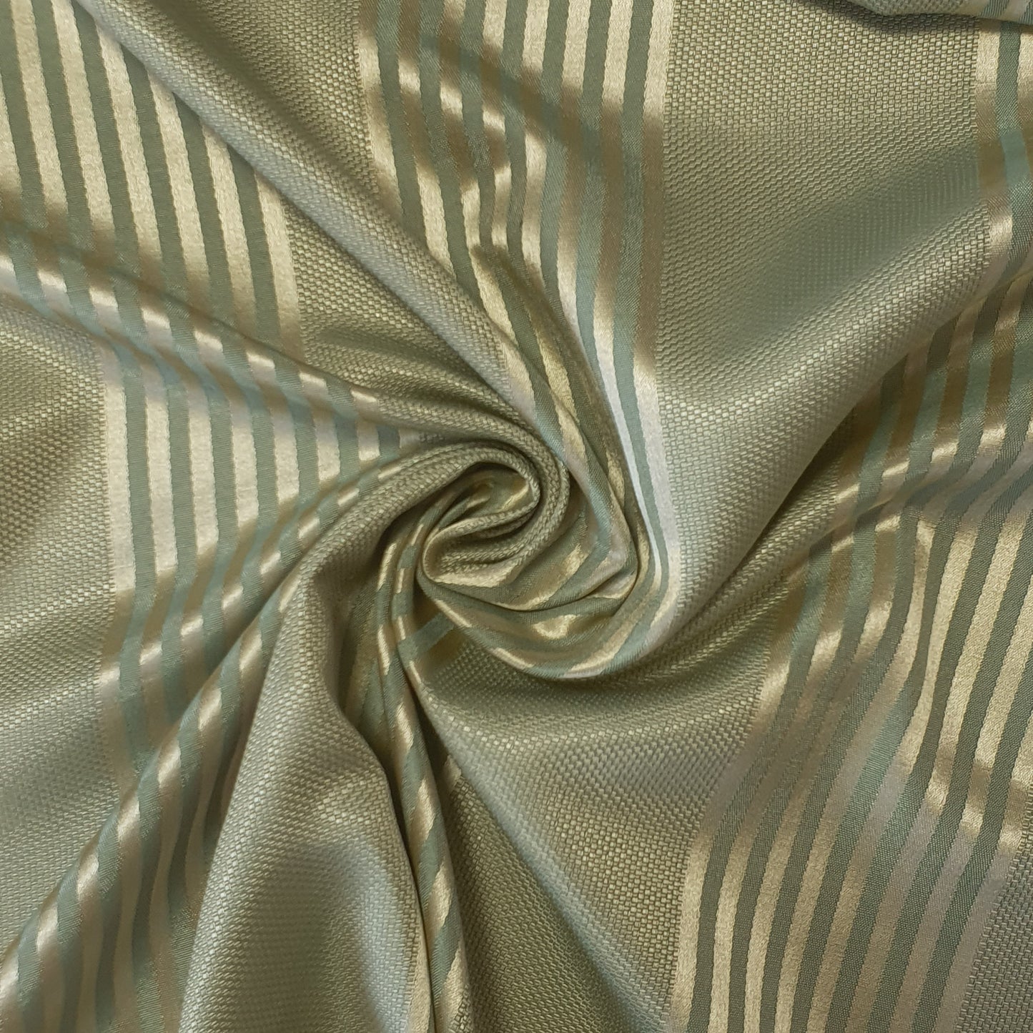 Luxurious Satin Jacquard Floral Upholstery Fabric – 58" for Curtains and Dressmaking (Sage Stripe)