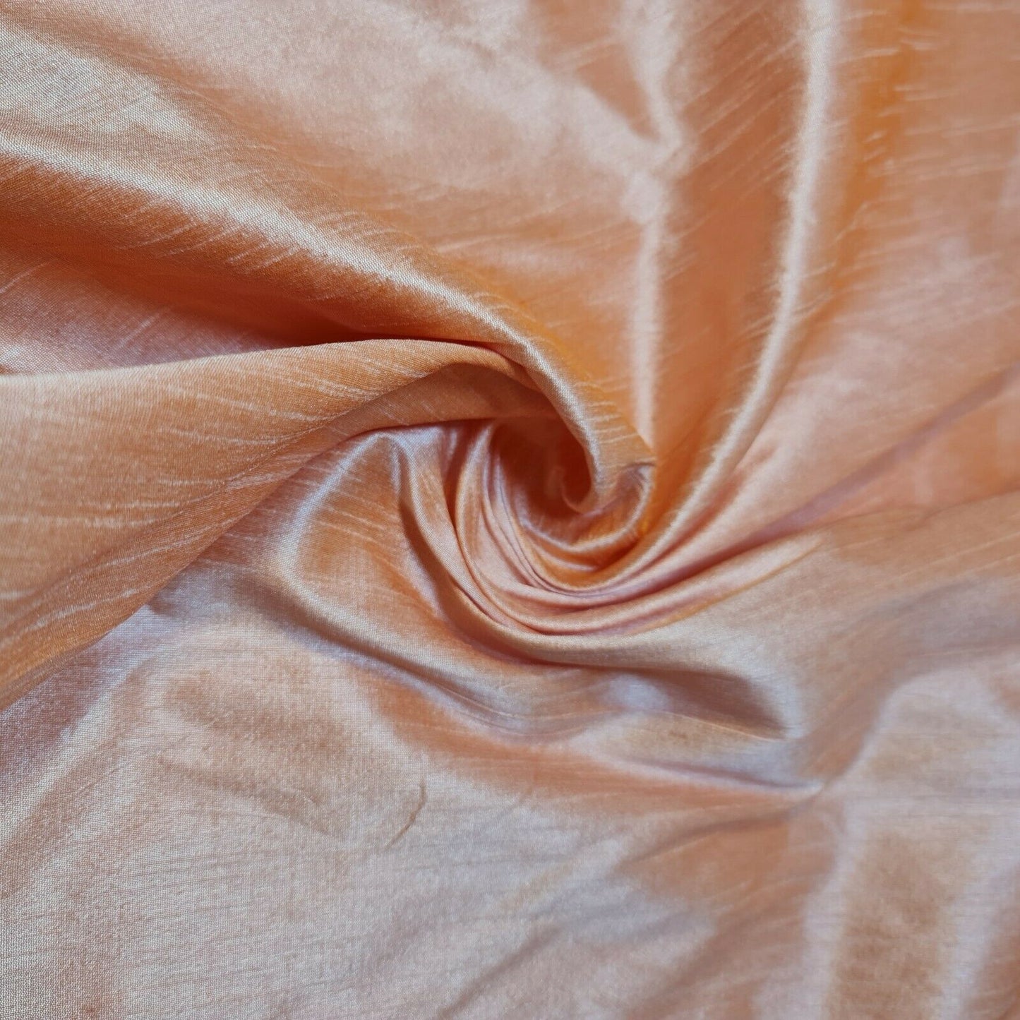 Salmon Plain Raw Silk Faux Dupion 100% Polyester Upholstery Fabric Bridal Material 44" By The Meter