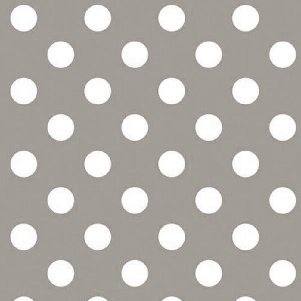 Silver Polka Polka Dot PVC Vinyl Tablecloth Fabric – 58" Wide, Waterproof, Easy-Clean Party / Event Material By The Meter
