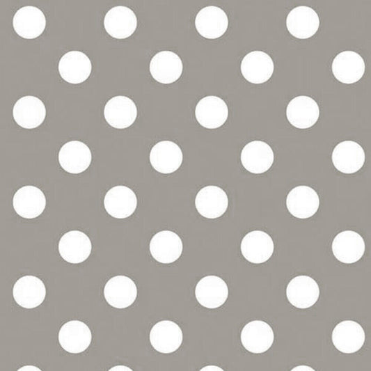 Silver Polka Polka Dot PVC Vinyl Tablecloth Fabric – 58" Wide, Waterproof, Easy-Clean Party / Event Material By The Meter