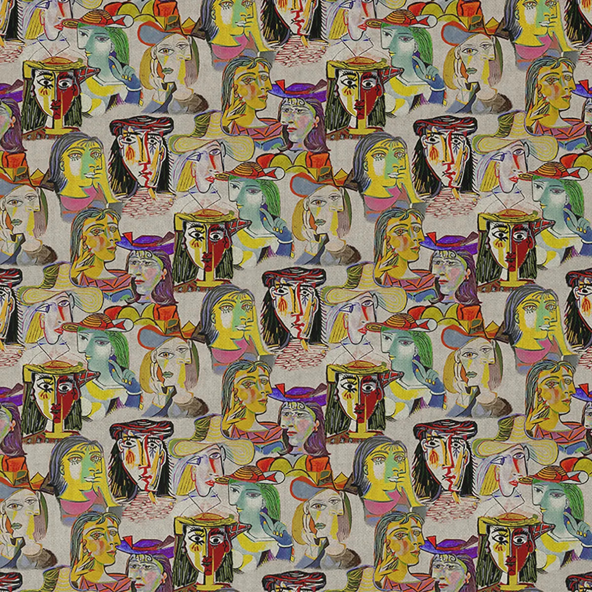 European Produced Cotton Rich Linen Look Side-Matching Printed Panama Fabric | Digitally Printed 55" (140cm) Wide 205gsm Craft & Home Décor Material – Sold by the Meter