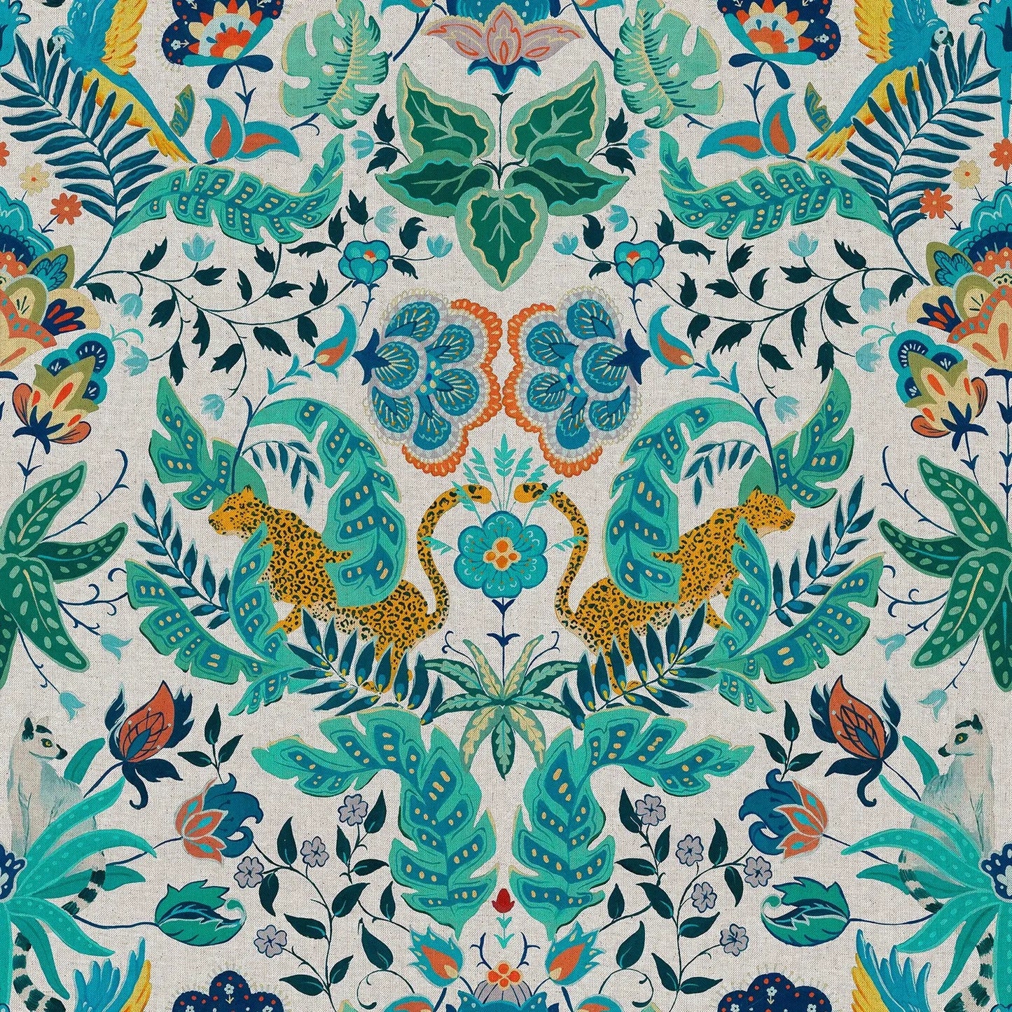 European Produced Cotton Rich Linen Look Side-Matching Printed Panama Fabric | Digitally Printed 55" (140cm) Wide 205gsm Craft & Home Décor Material – Sold by the Meter