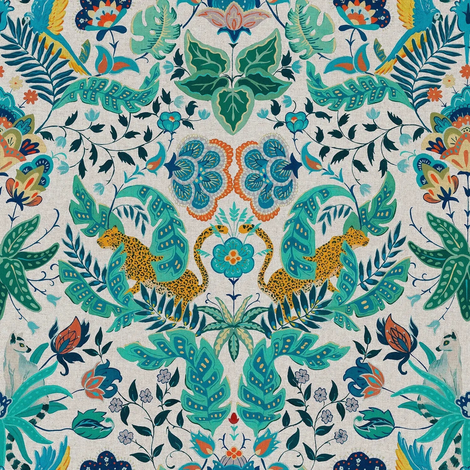 European Produced Cotton Rich Linen Look Side-Matching Printed Panama Fabric | Digitally Printed 55" (140cm) Wide 205gsm Craft & Home DÃ©cor Material â€“ Sold by the Meter