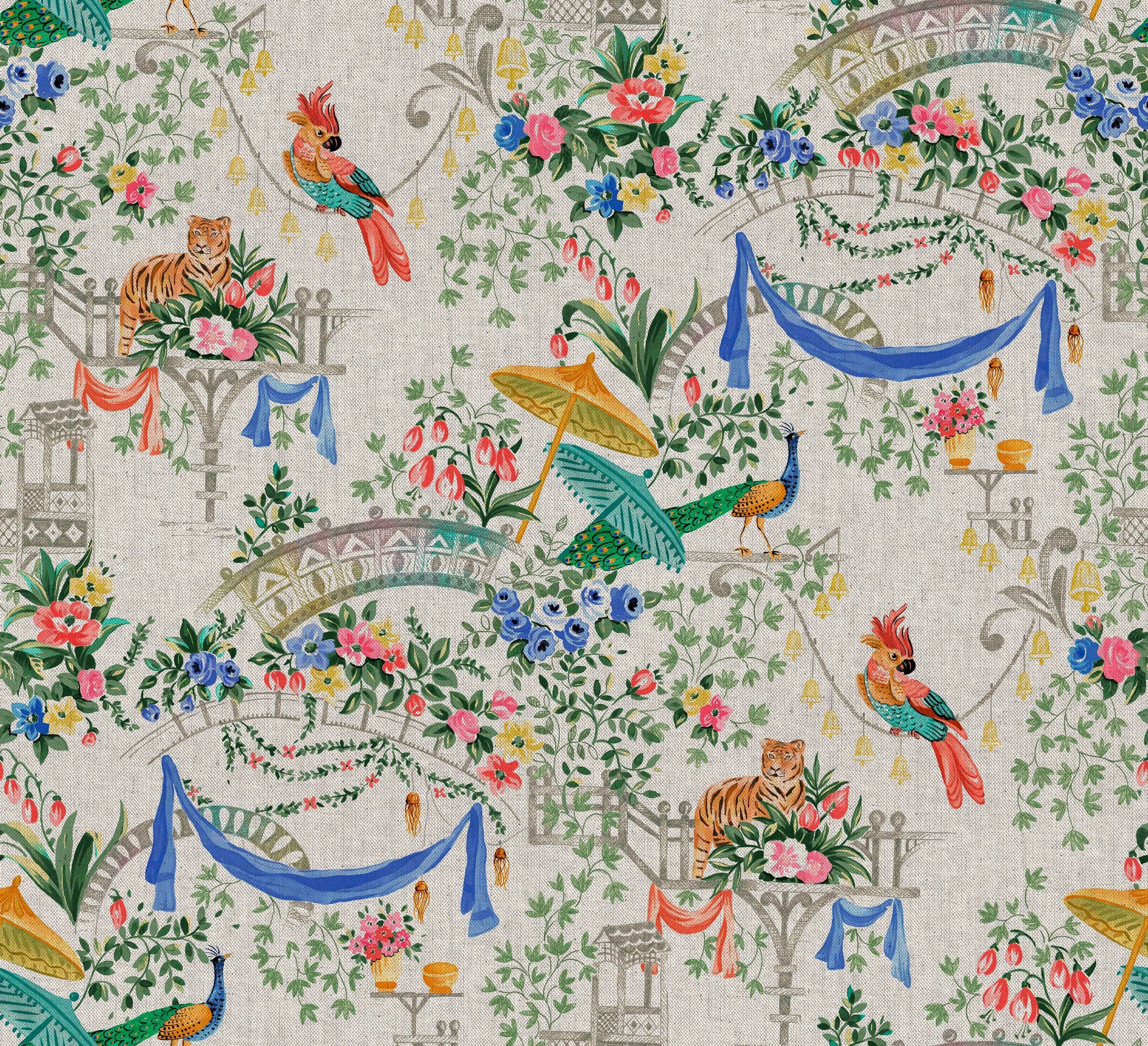 European Produced Cotton Rich Linen Look Side-Matching Printed Panama Fabric | Digitally Printed 55" (140cm) Wide 205gsm Craft & Home DÃ©cor Material â€“ Sold by the Meter