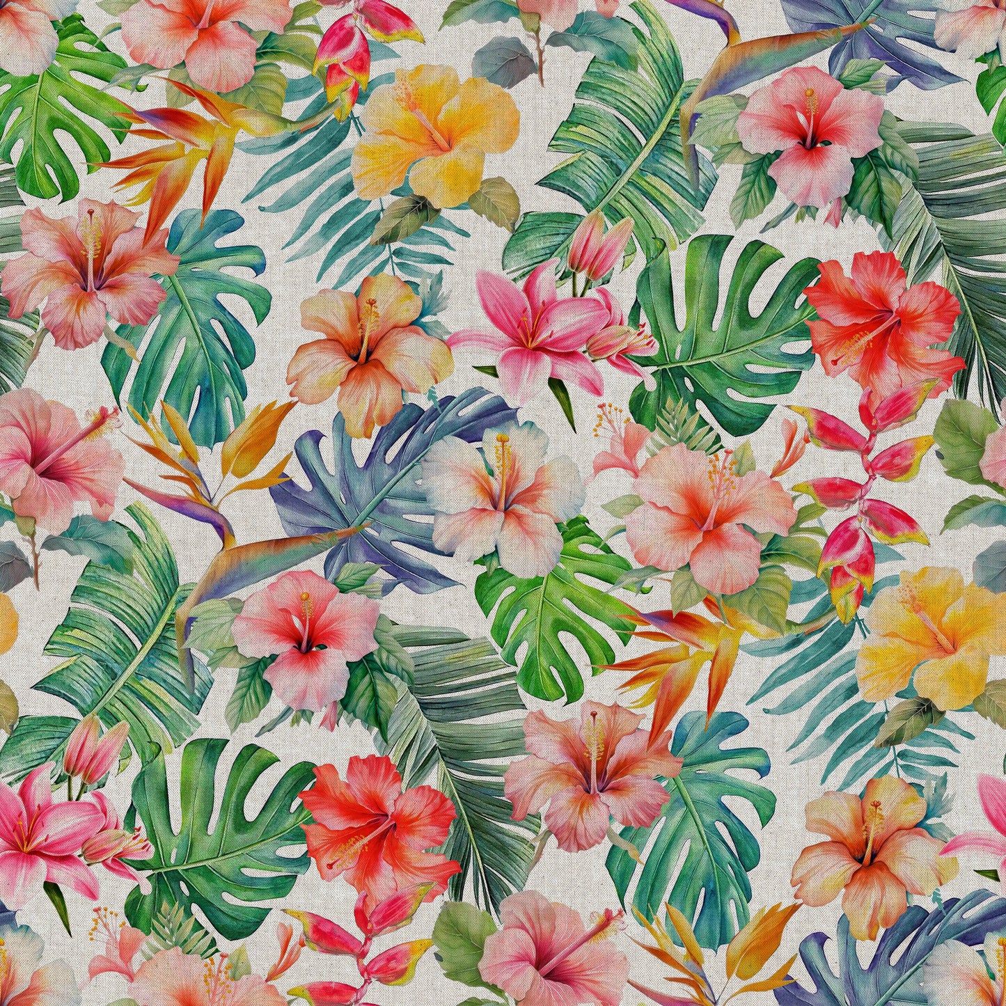 European Produced Cotton Rich Linen Look Side-Matching Printed Panama Fabric | Digitally Printed 55" (140cm) Wide 205gsm Craft & Home DÃ©cor Material â€“ Sold by the Meter