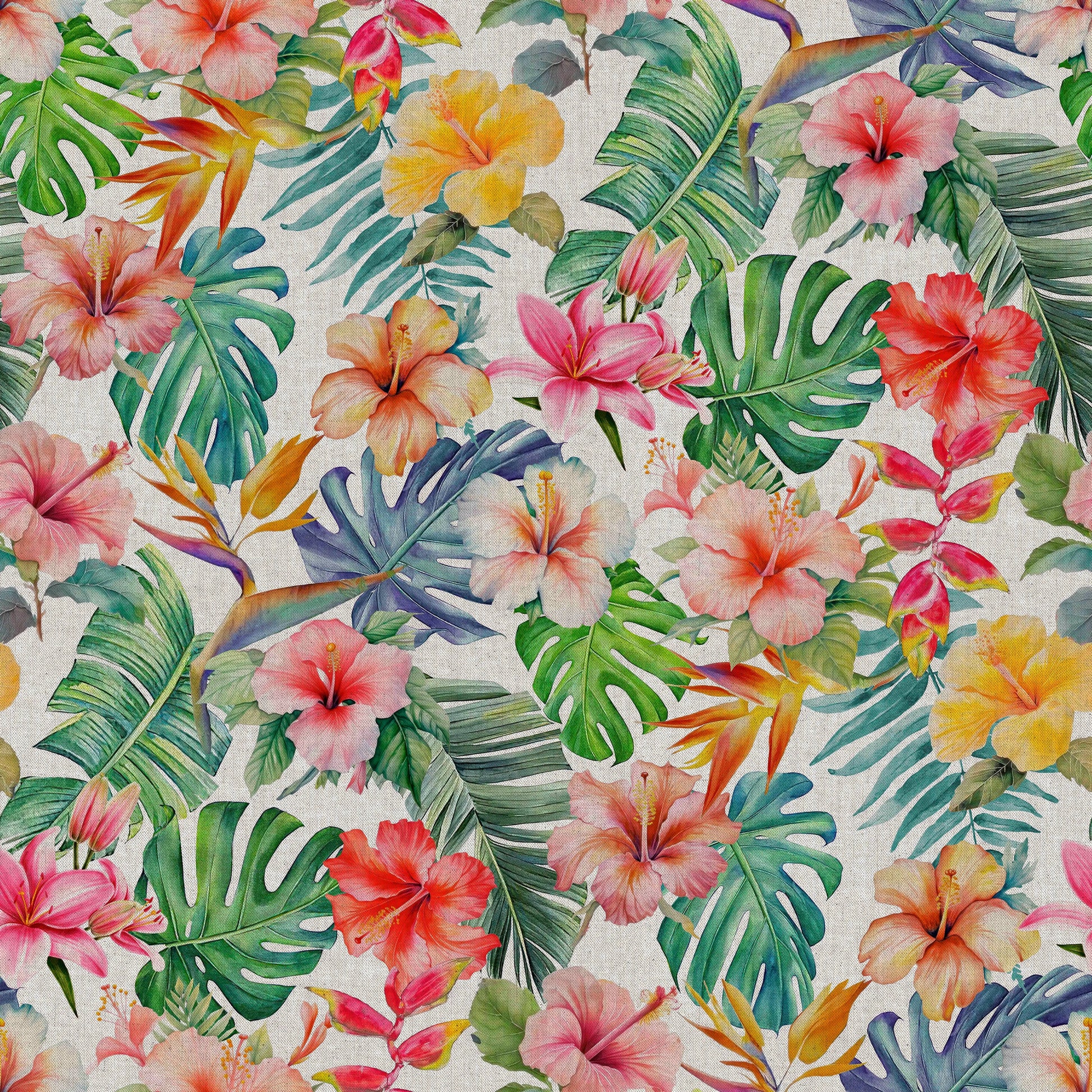 European Produced Cotton Rich Linen Look Side-Matching Printed Panama Fabric | Digitally Printed 55" (140cm) Wide 205gsm Craft & Home DÃ©cor Material â€“ Sold by the Meter