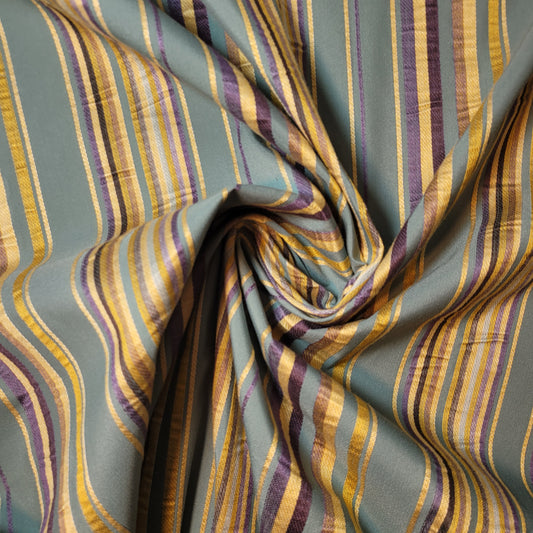 Sage Cameo Stripe Jacquard Fabric Medium Weight Curtain Soft Furnishing Fabric 58" By Meter