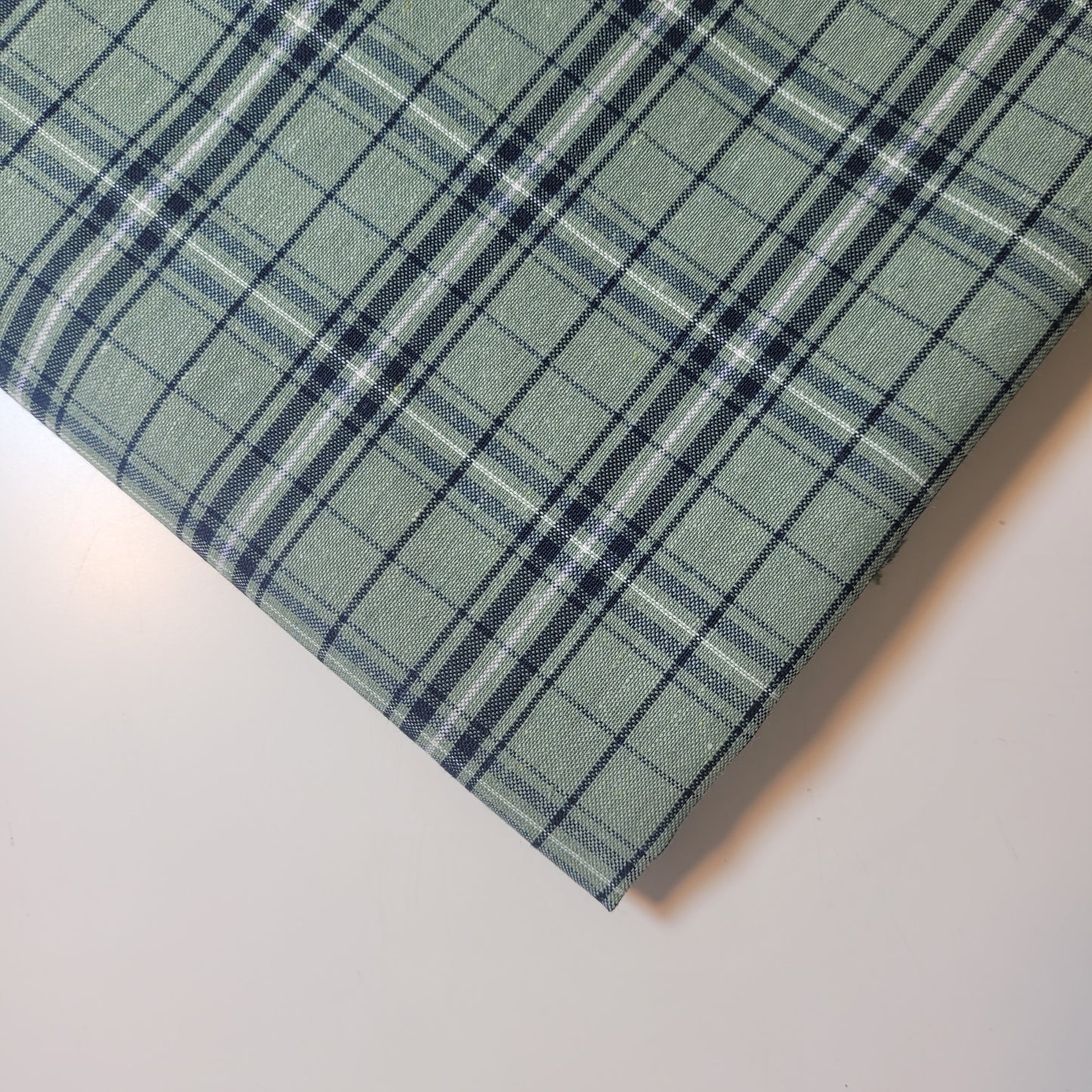 Sage Navy 100% Cotton Tartan Check Plaid / Stripe Dress Fabric Craft Quilting Material 58" By The Meter