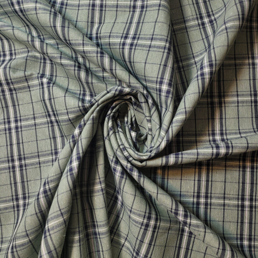 Salbeigrün, Marineblau, 100 % Baumwolle, Schottenkaro, kariert/gestreift, Kleiderstoff, Bastel- und Quiltmaterial, 147,3 cm, Meterware