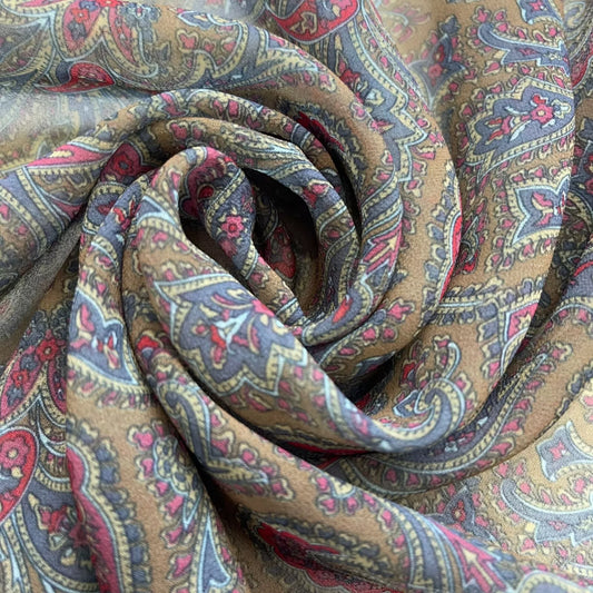 Salbeigrüner Chiffonstoff mit Paisleymuster und Blumenmuster, durchsichtig, für Kleider, Bastel- und Dekorationsstoffe, 111,8 cm, Meterware