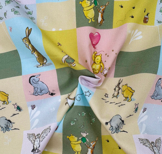 100% Cotton Percale Fabric Winnie the Pooh Cotton Dress Craft Quilt Material 44" Wide By The Meter