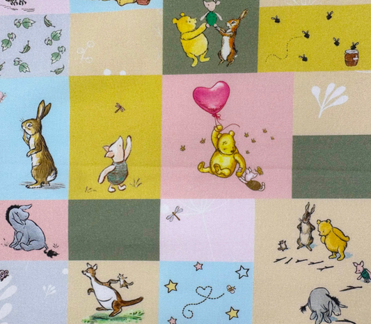 100% Cotton Percale Fabric Winnie the Pooh Cotton Dress Craft Quilt Material 44" Wide By The Meter
