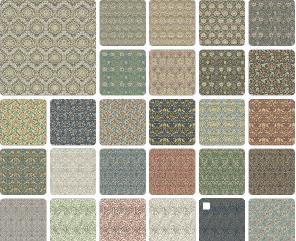 William Morris 100% Cotton Furnishing Weight Side-Matching Printed Panama Fabric | European Produced 55" (140cm) Wide 220gsm 17.5M Roll