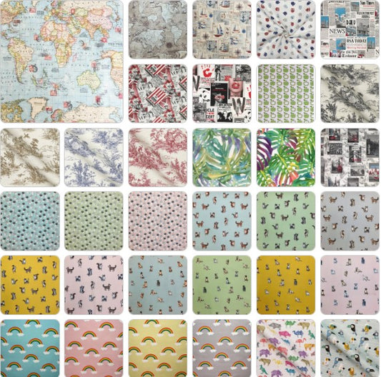 Cotton Rich Popart Panama Canvas Fabric | Digitally Printed Craft & Home Fabric 55" (140cm) Wide 20M Roll