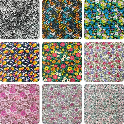 100% Cotton Percale Fabric | 44" (112cm) Wide Lightweight 200 Thread Count Dressmaking & Craft Material Mix Designs 12M Roll (Folded)
