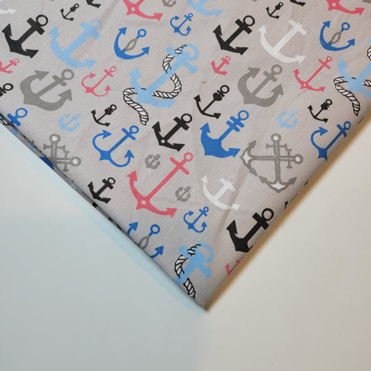 Silber nautisch 100 % Baumwolle Bio Handwerk Kleid Quilten Stoff 44" pro Meter